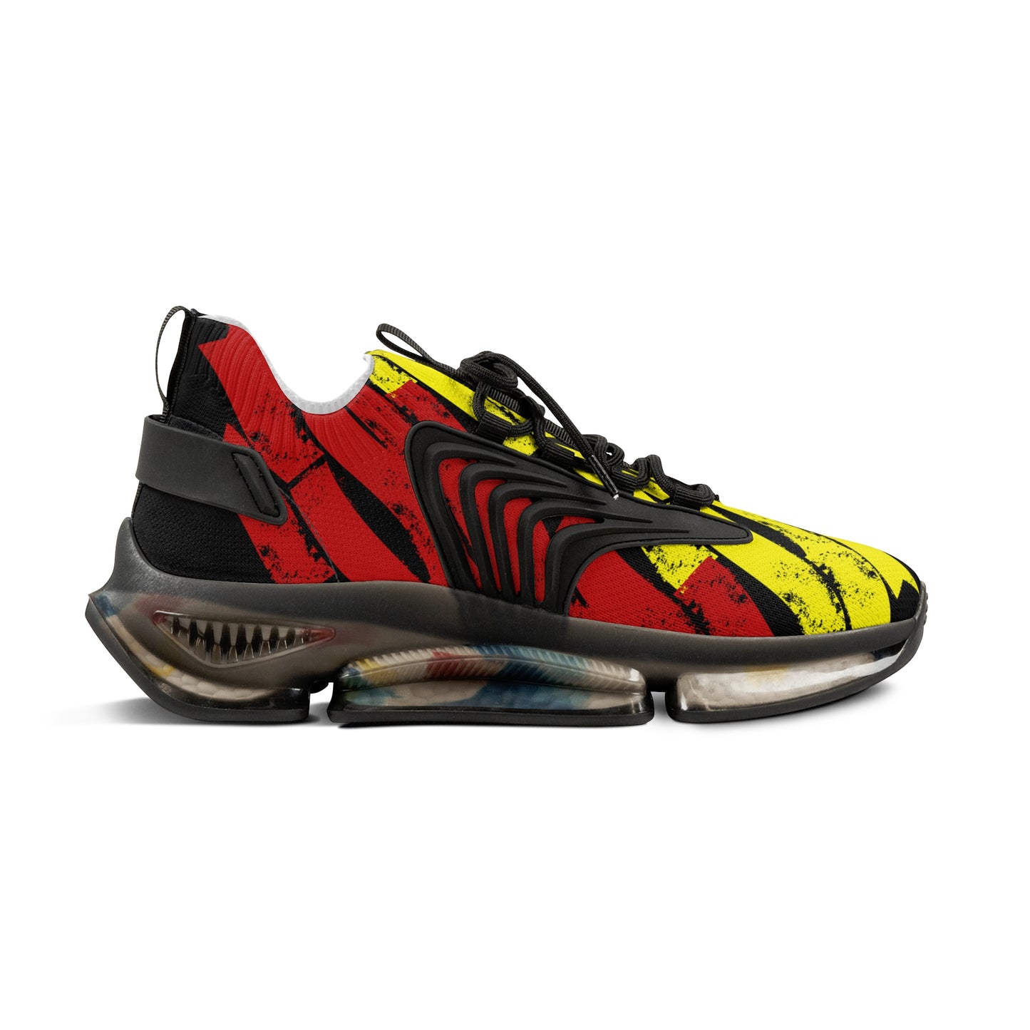 Men's Red Yellow Green Black Stars Athletic Mesh Sneakers