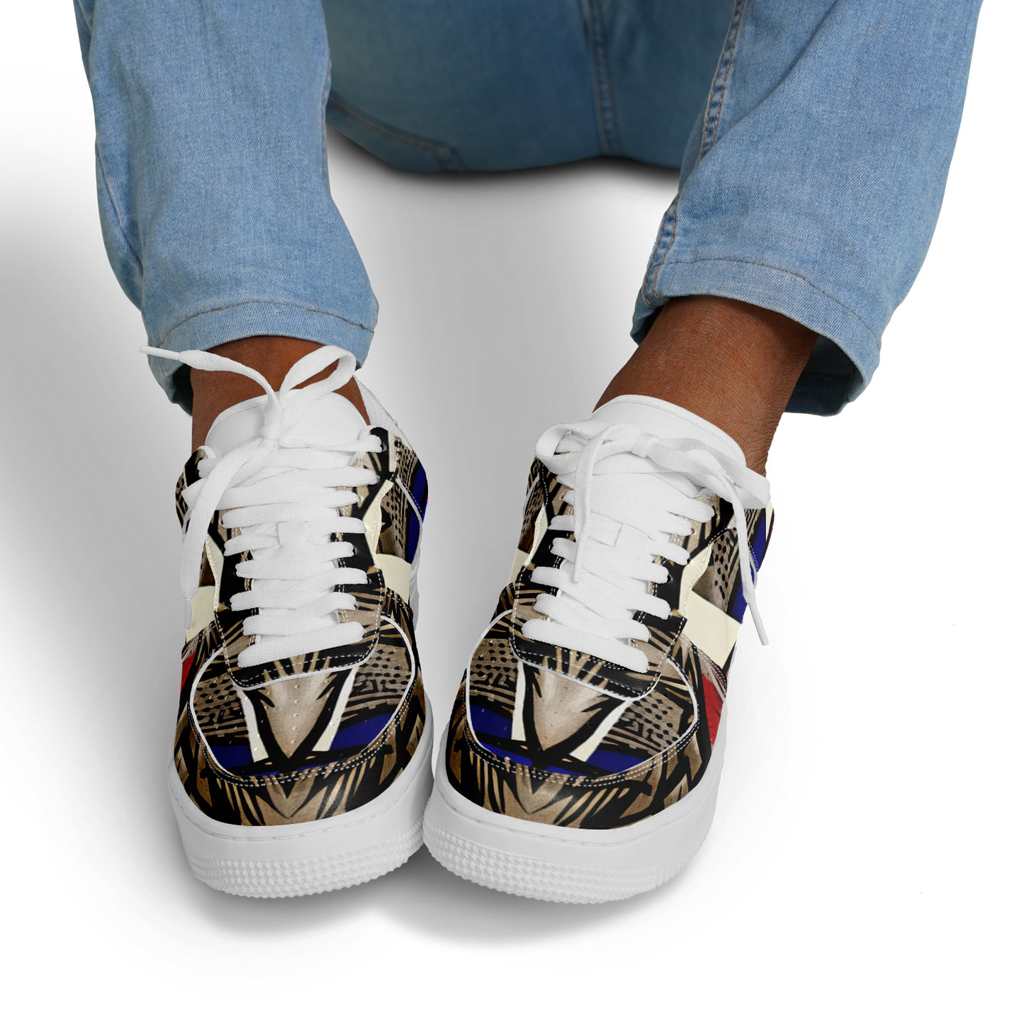 Men's Patriotic Star Kaleidoscope Pattern All-Over Print Core Low Shoes