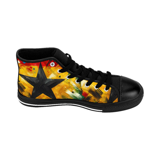 Women's Red Yellow Green Black Star High Top Sneakers