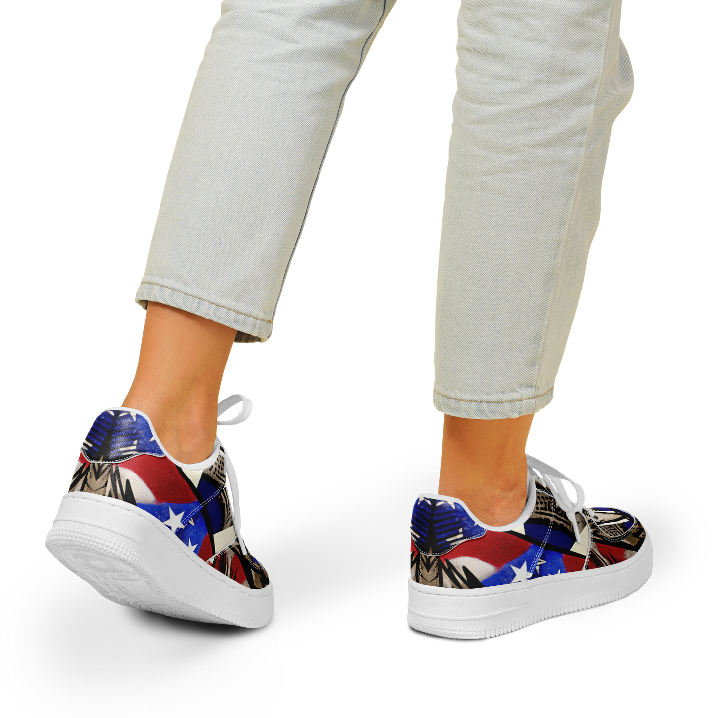 Women's Patriotic Star Kaleidoscope Pattern All-Over Print Core Low Shoes