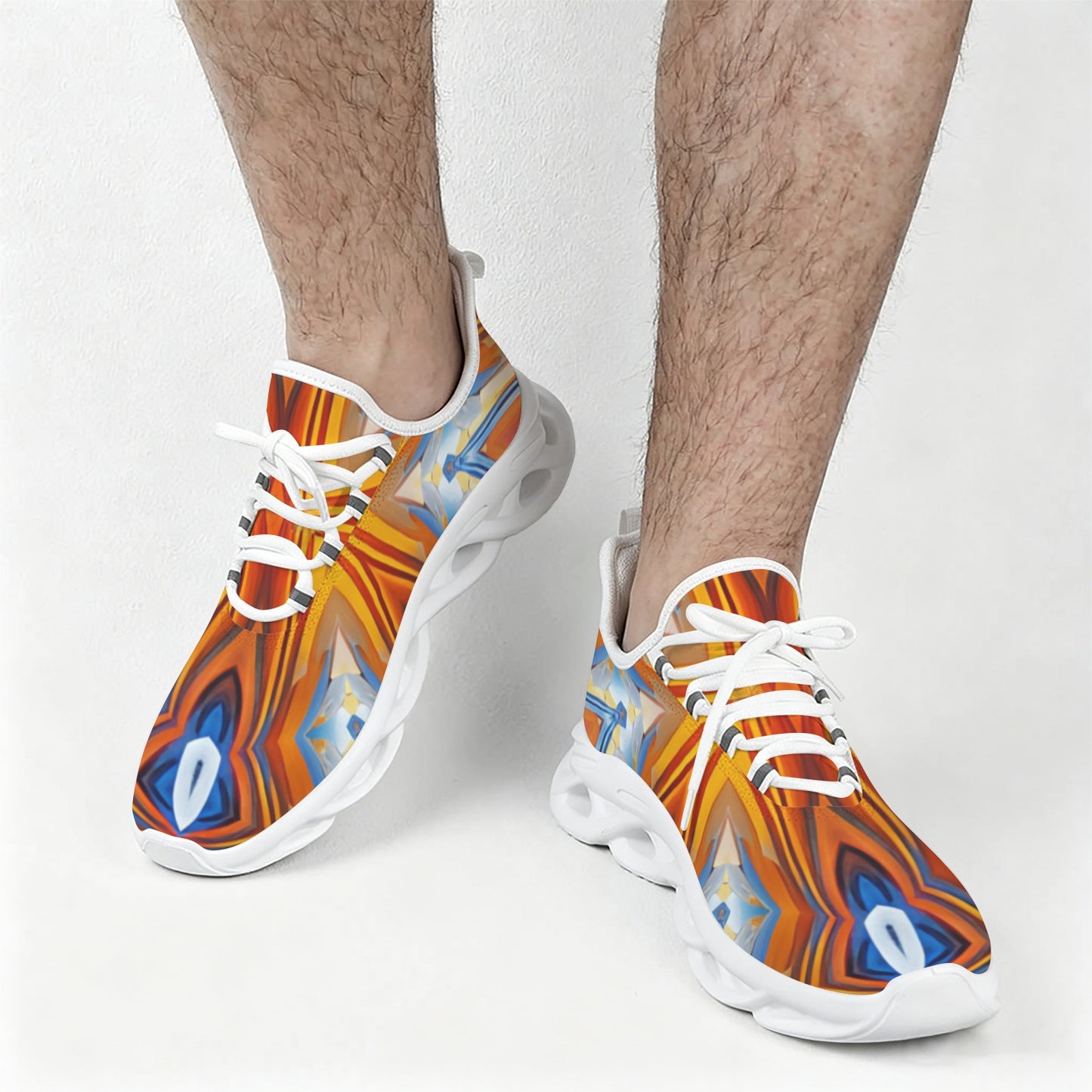 Men's Abstract Flame Kaleidoscope Pattern All Over Print All Over Print Twisted Sole Sneakers