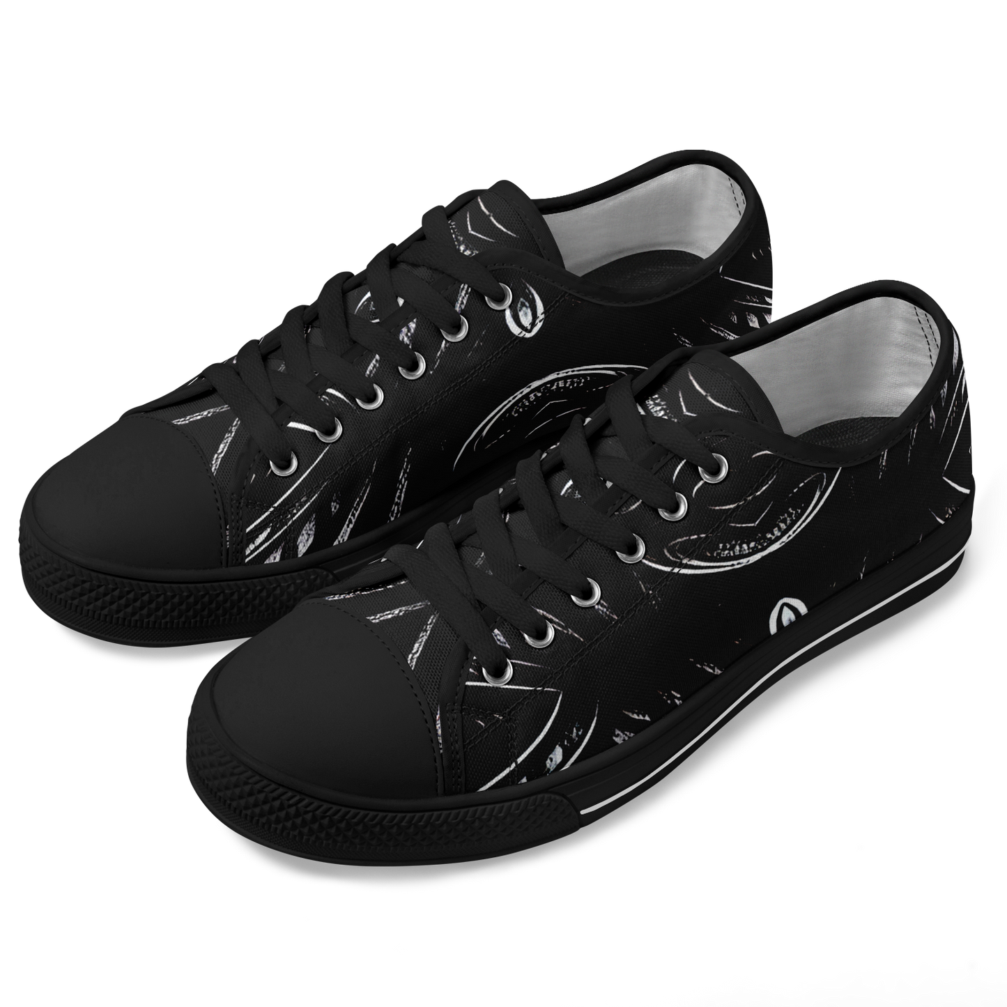 Women's Black & White Geometric All-Over Print Urban Peak Low Shoes