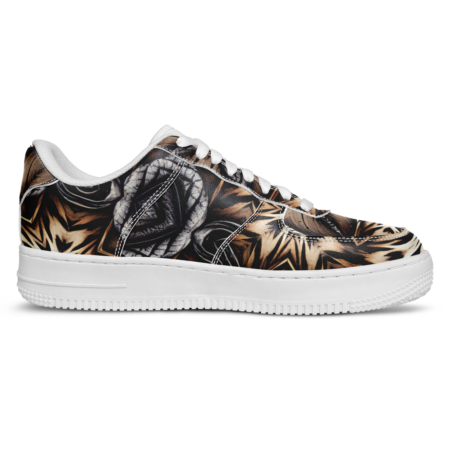 Women's Geometric Kaleidoscope Brown Pattern All Over Print Core Low Shoes