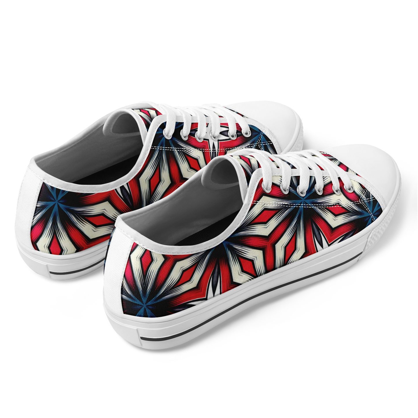 Men's Red, White & Blue Geometric Star Pattern All-Over Print Urban Peak Low Shoes