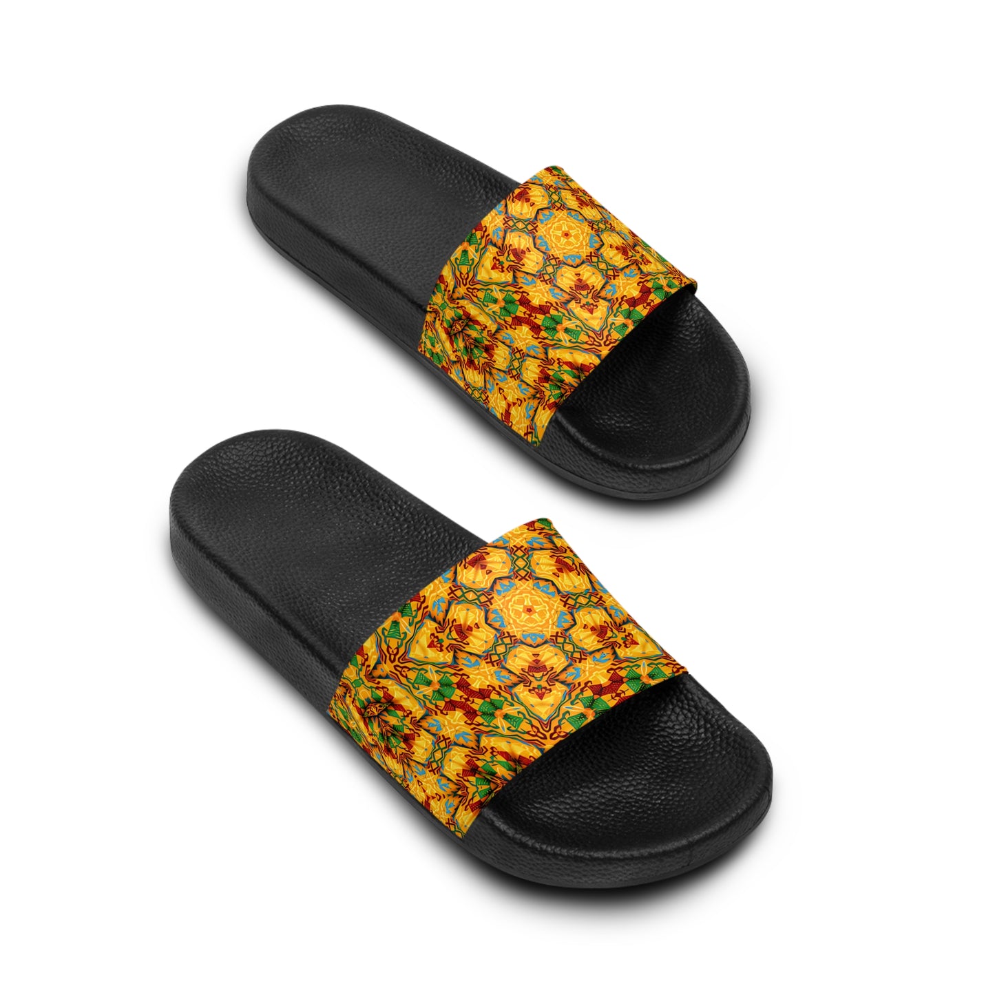 Women's Golden Kaleidoscope Design Slide Sandals