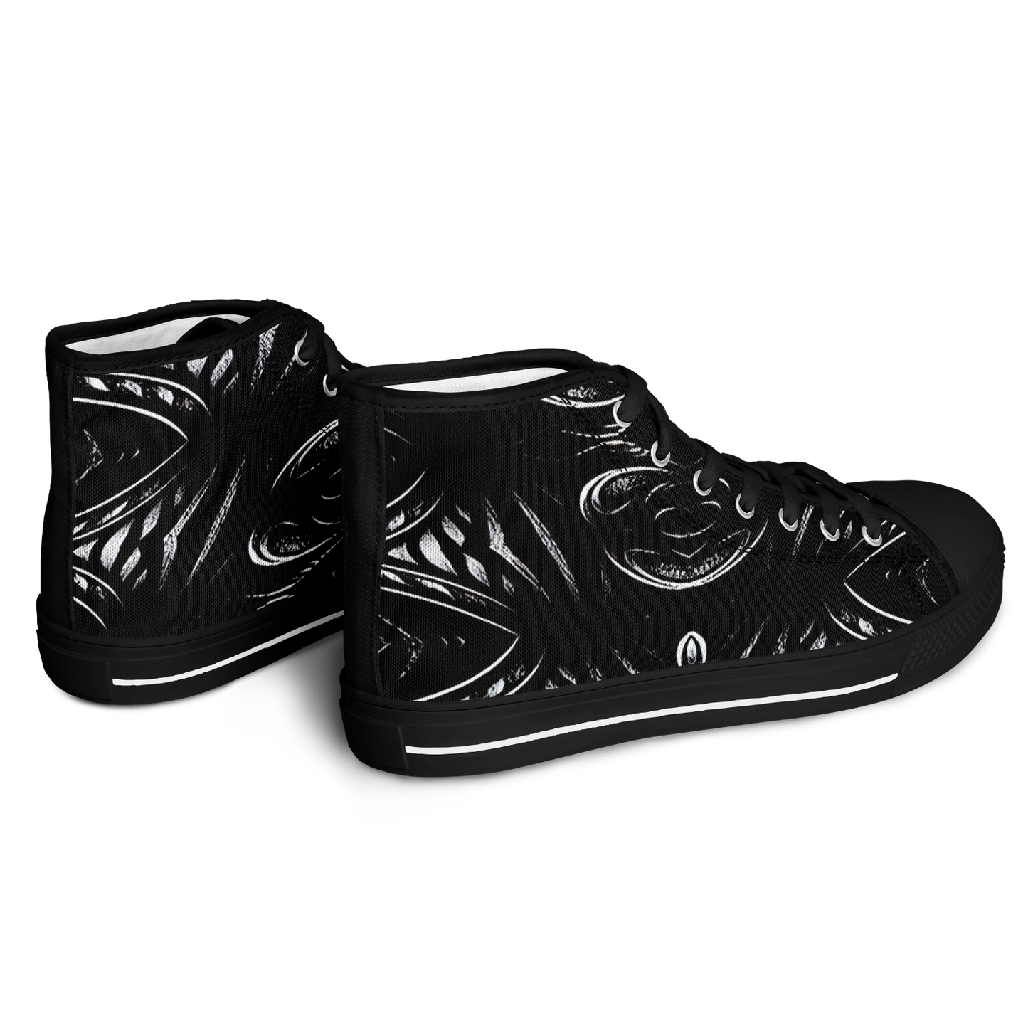 Men's Black & White Geometric All-Over Print Urban Peak High Top Shoes
