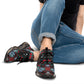 Men's Red & Teal Aztec Geo Pattern All Over Print Mesh Sneakers
