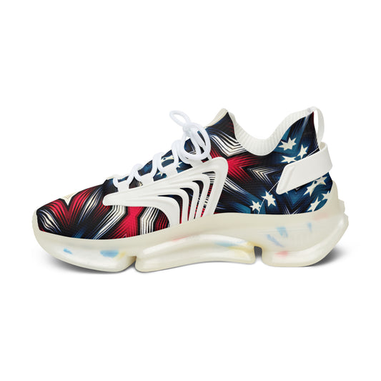 Women's Mesh Red & Navy Kaleidoscope Athletic Sneakers