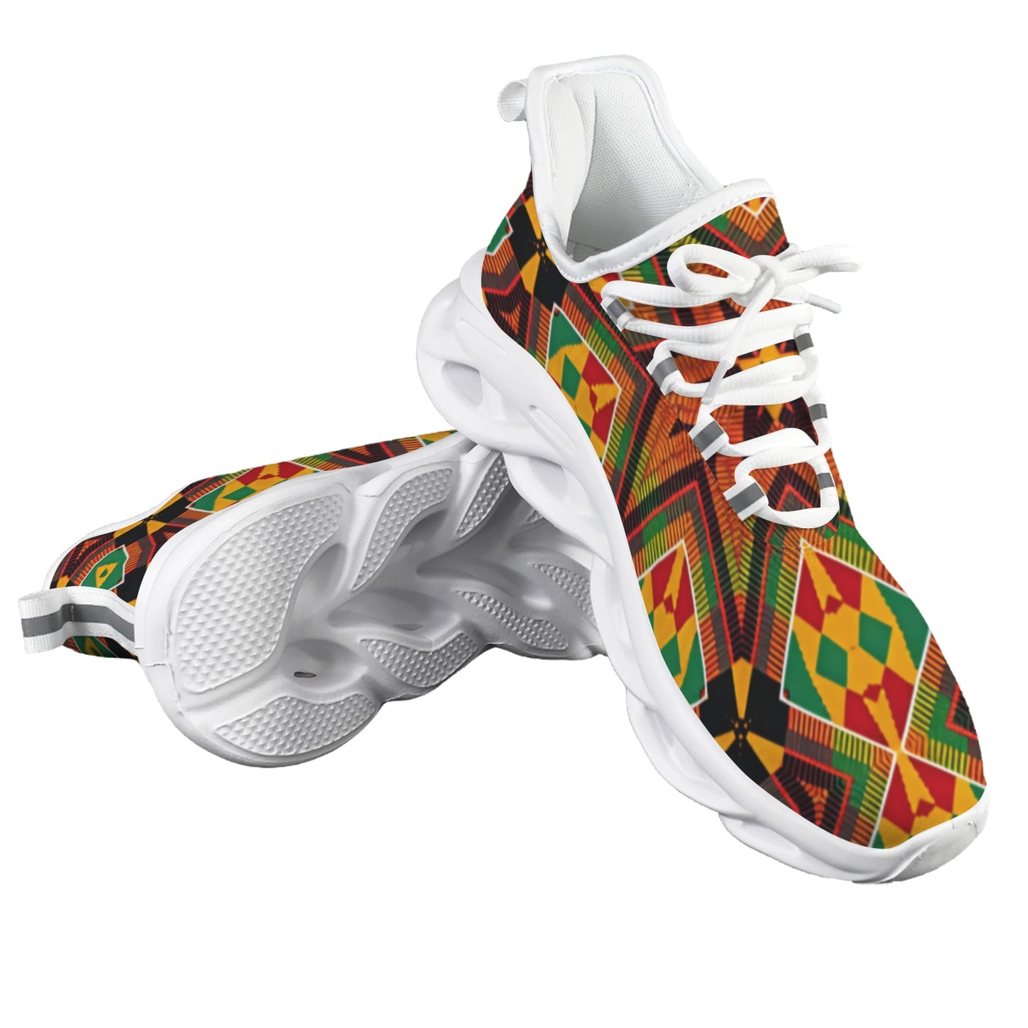 Men's African Kente Geometric Star Pattern All-Over Print Twisted Sole Sneakers