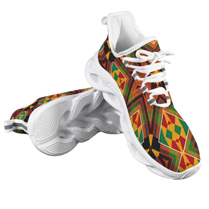 Men's African Kente Geometric Star Pattern All-Over Print Twisted Sole Sneakers