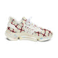 Women’s Mesh Cream Red Geometric Pattern Athletic Sneakers