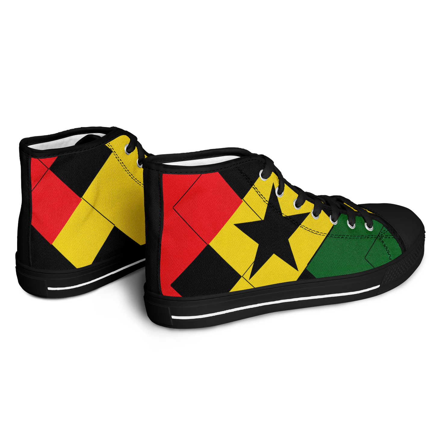 Women's Red Yellow Green and Black Stars Urban Peak High Top Shoes