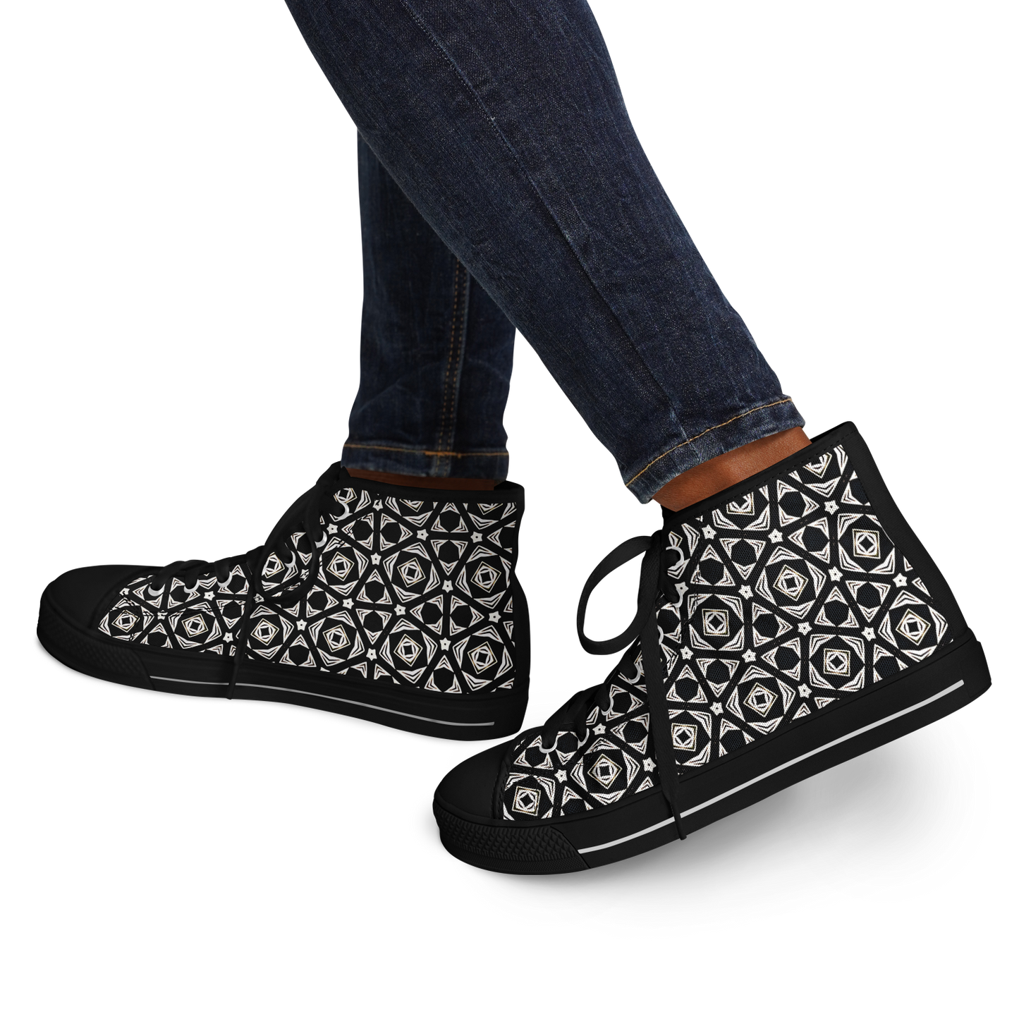 Women's Black Geometric Pattern Urban Peak High Top Shoes