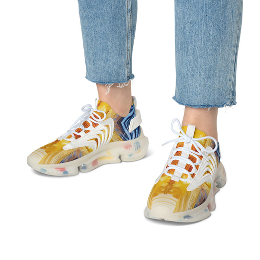 Women's Vibrant Sunrise Tie-Dye All Over Print Athletic Mesh Sneakers