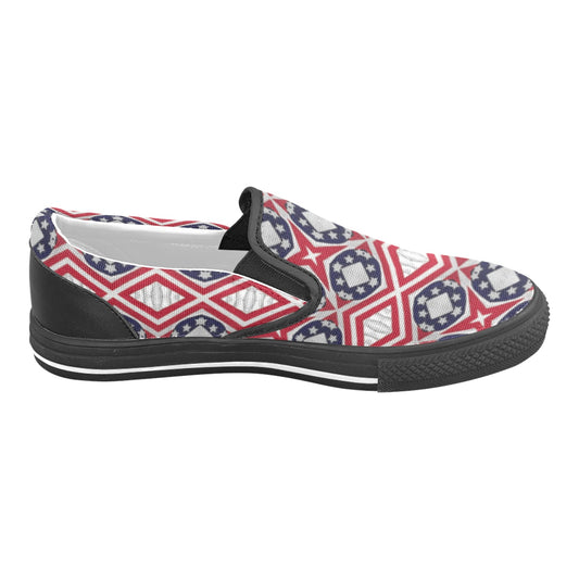 Men's Patriotic Red White Blue Geometric Unusual Slip-on Canvas Shoes