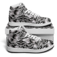 Men’s Black Intricate Silver Chain Tattoo Pattern Motion High Top Shoes