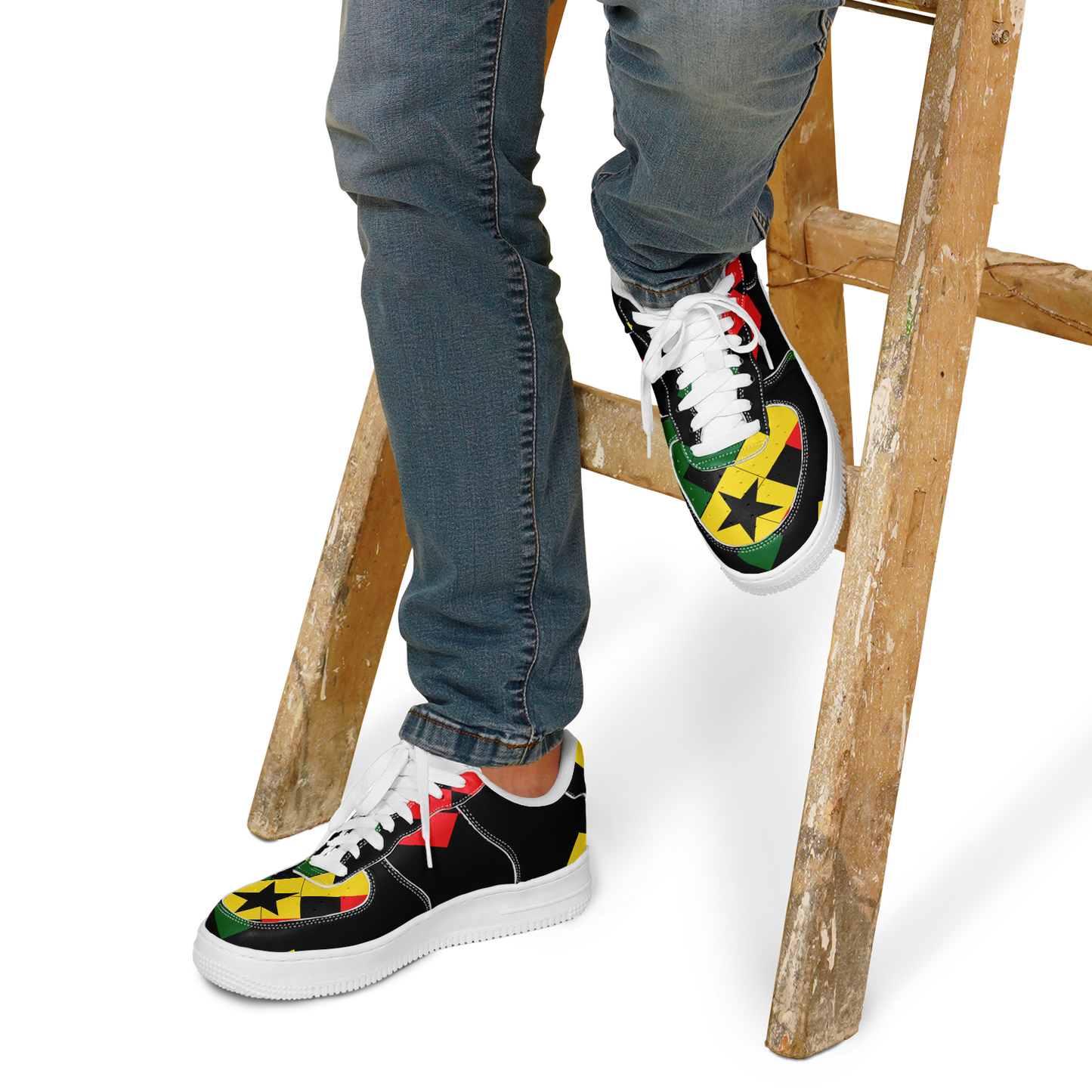 Men's Red Yellow Green and Black Stars Core Low Shoes