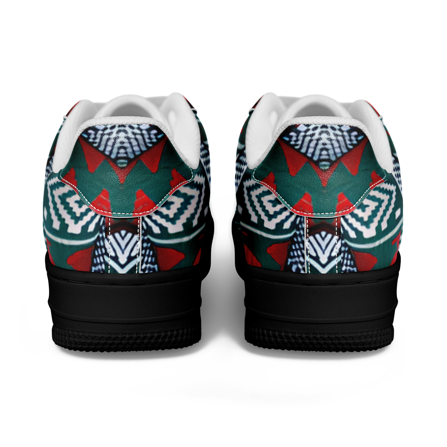 Men's Red & Teal Aztec Geo Pattern All-Over Print Core Low Shoes