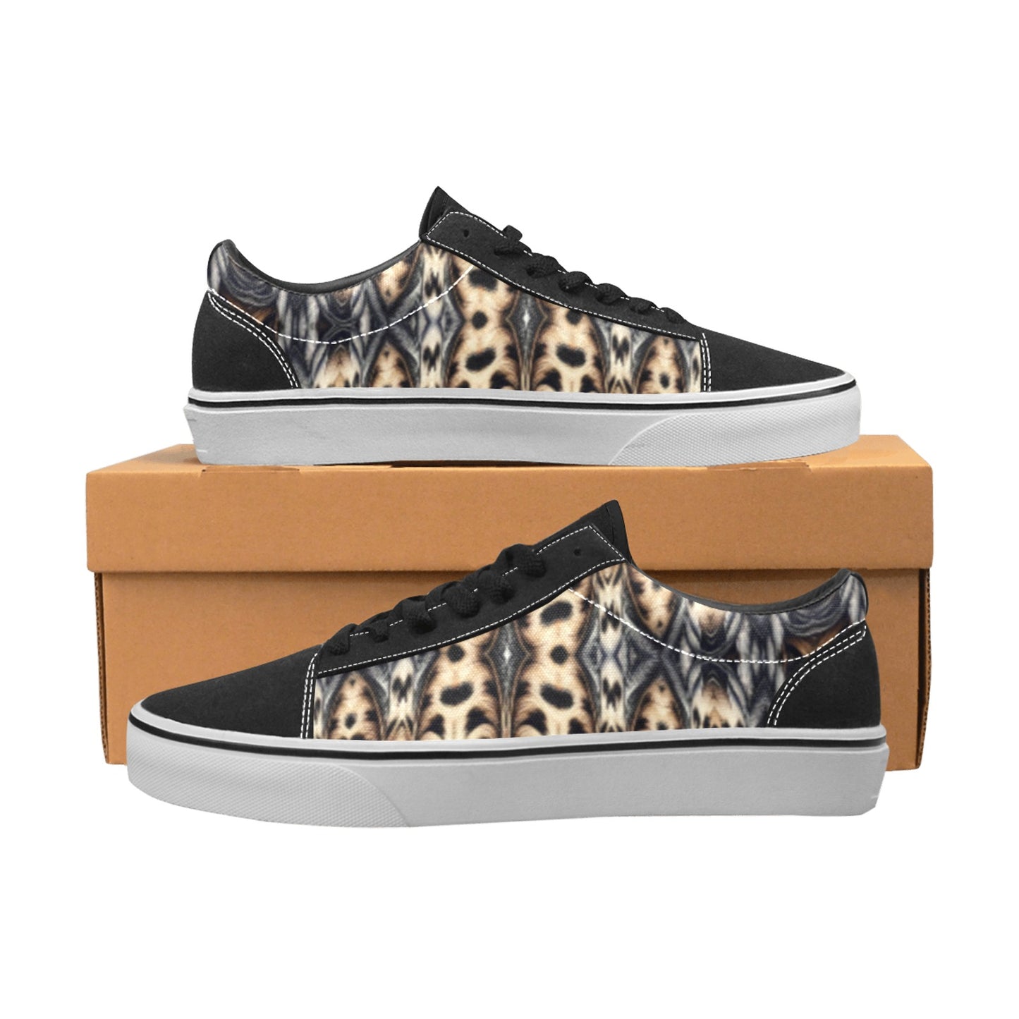 Men's Leopard Trendy Geometric Pattern All-Over Print Men's Low Top Skateboarding Shoes