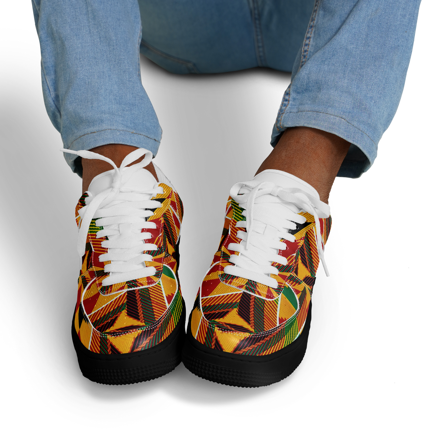 Men's Vibrant African Kente Geometric All-Over Print Core Low Shoes