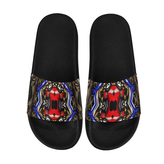 Women's Patriotic Kaleidoscope Pattern All-Over Print Slide Sandals
