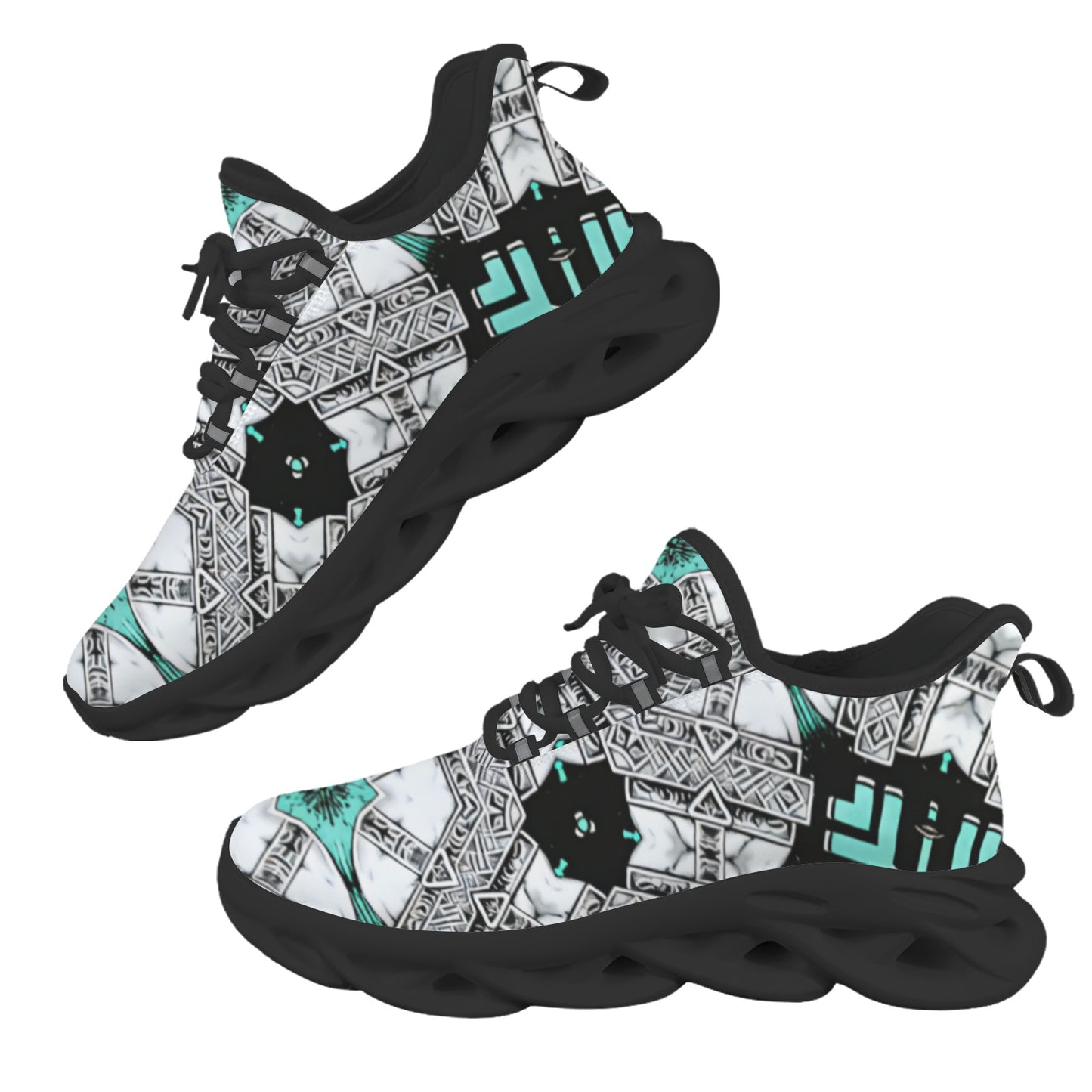 Women's Kaleidoscope Geo Pattern All Over Print Twisted Sole Sneakers