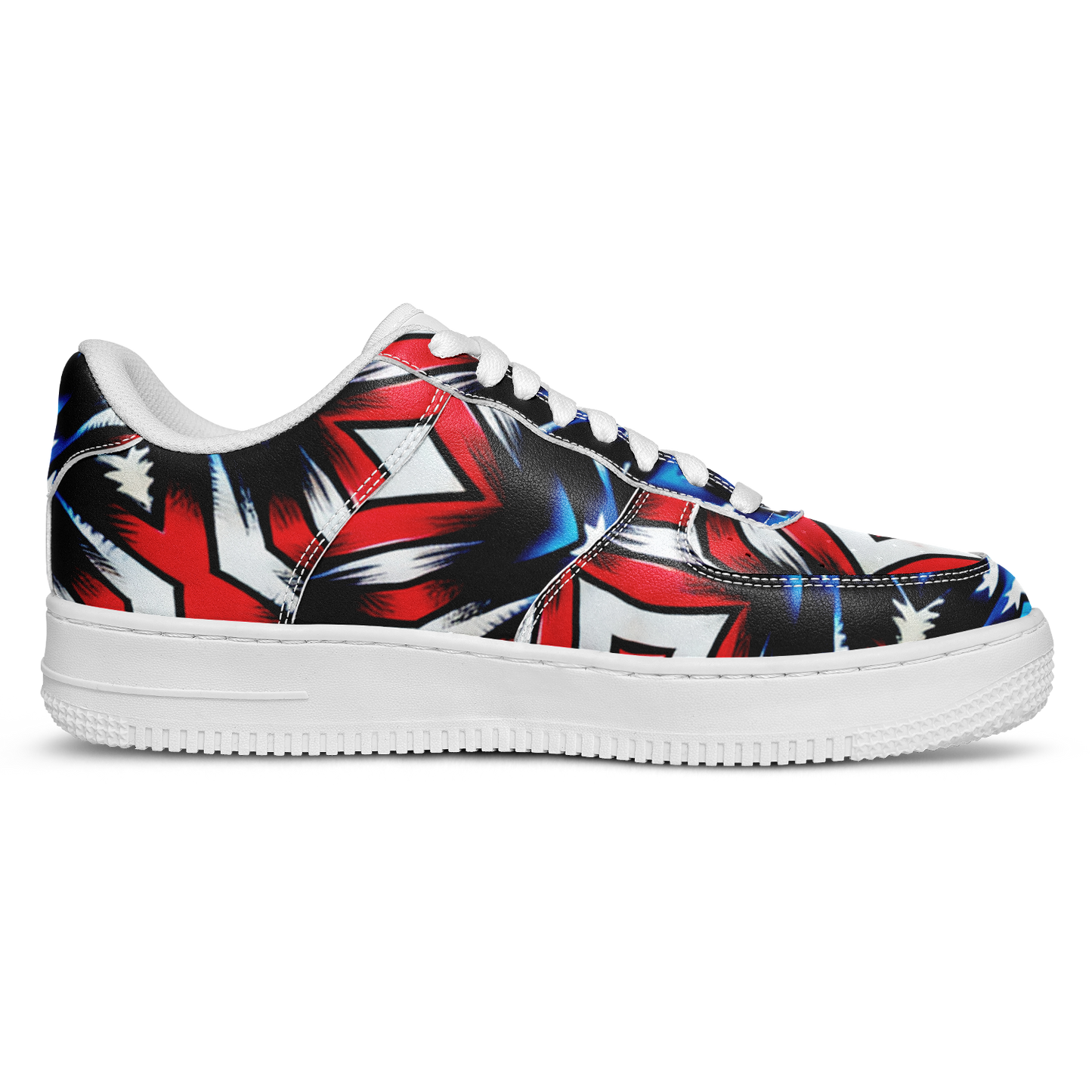 Men's Red White Blue Geometric Pattern All-Over Print Core Low Shoes