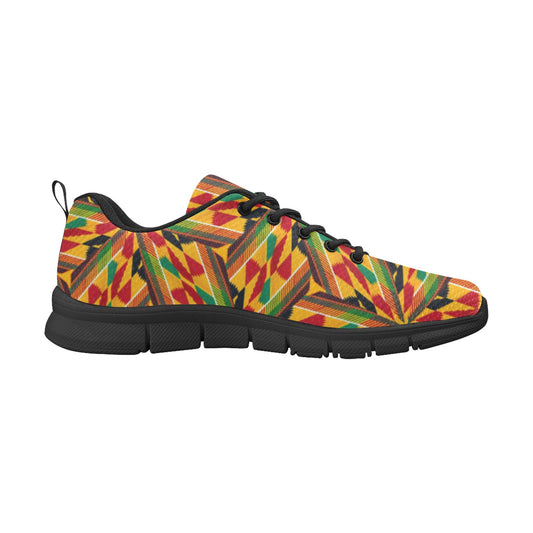 Women's Vibrant African Kente Geometric Pattern All-Over Print Breathable Running Shoes
