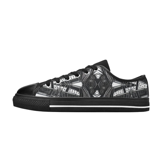 Women's Monochrome Kaleidoscope Pattern All-Over Print  Low Top Canvas Shoes