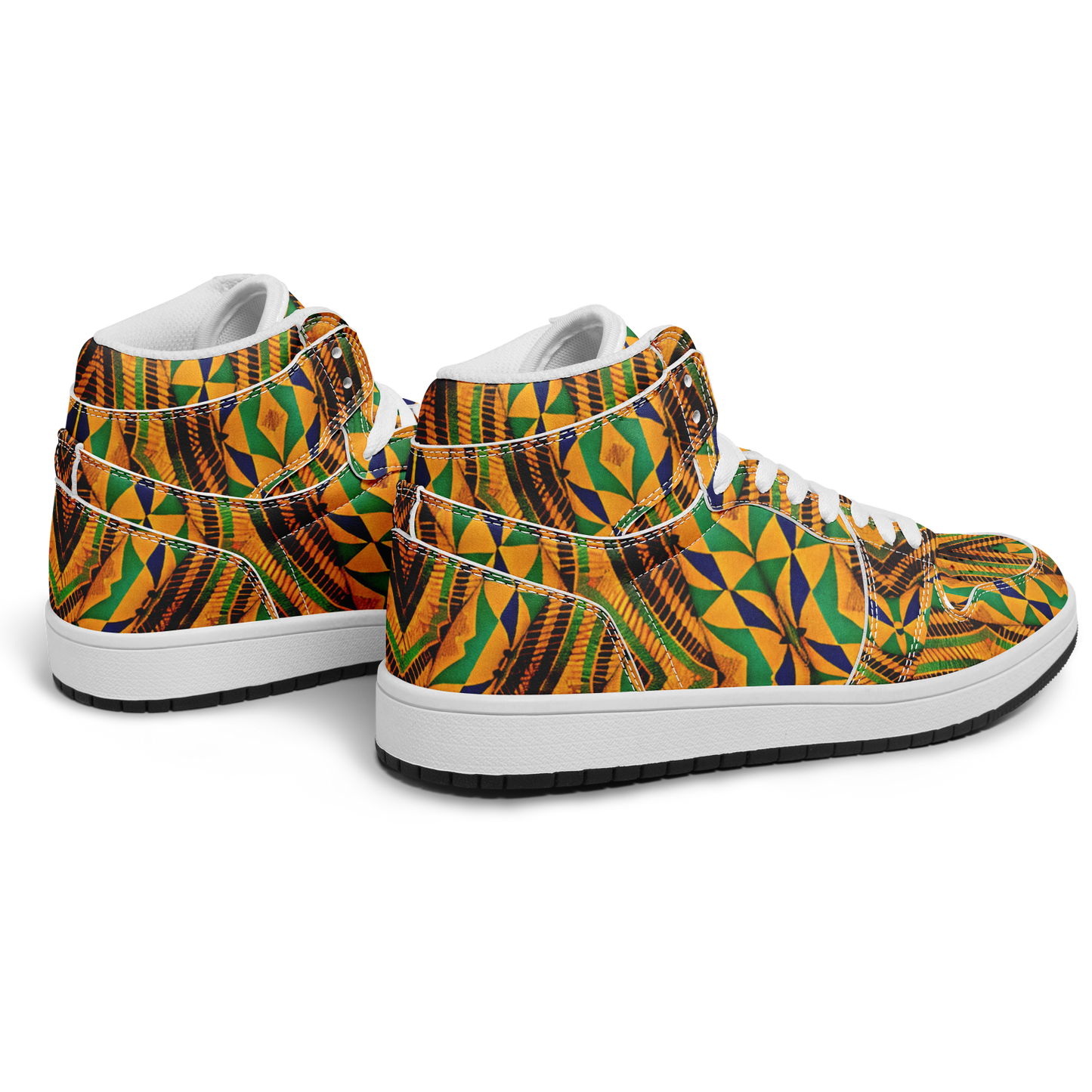Men's Bold African Kente Inspired Pattern All-Over Print Motion High Top Shoes