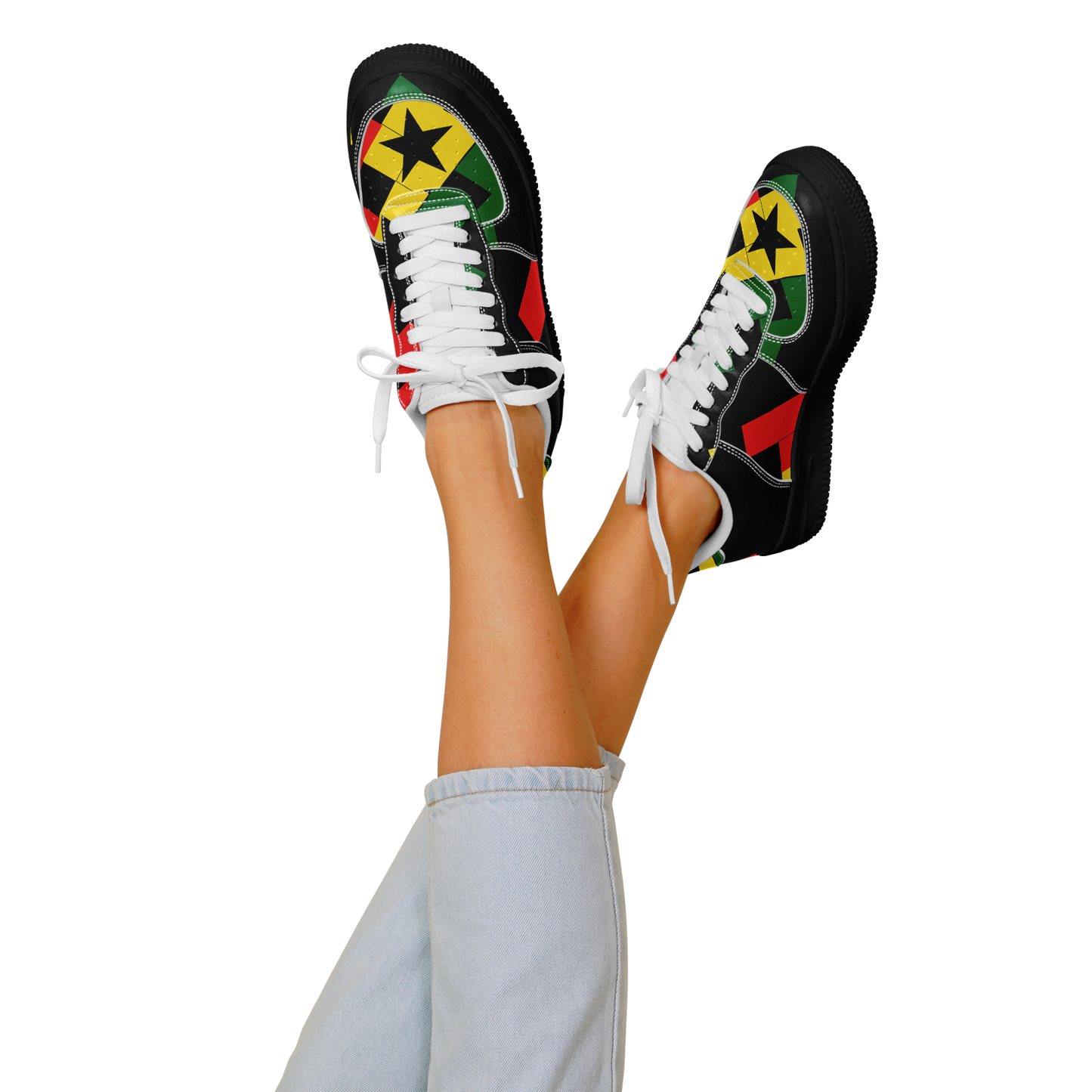 Women's Red Yellow Green and Black Stars Core Low Shoes