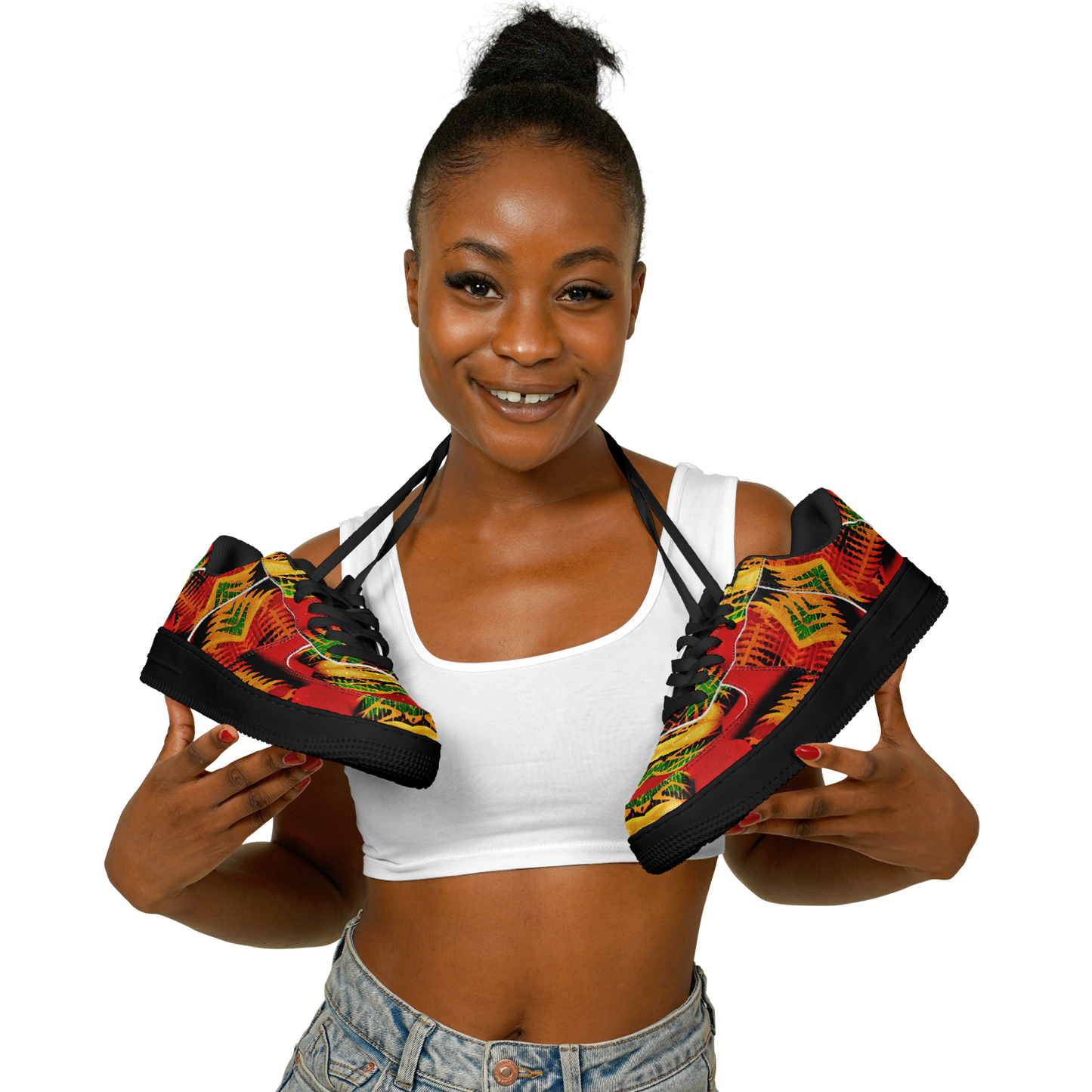 Women's Red Bold Tribal All-Over Print Core Low Shoes