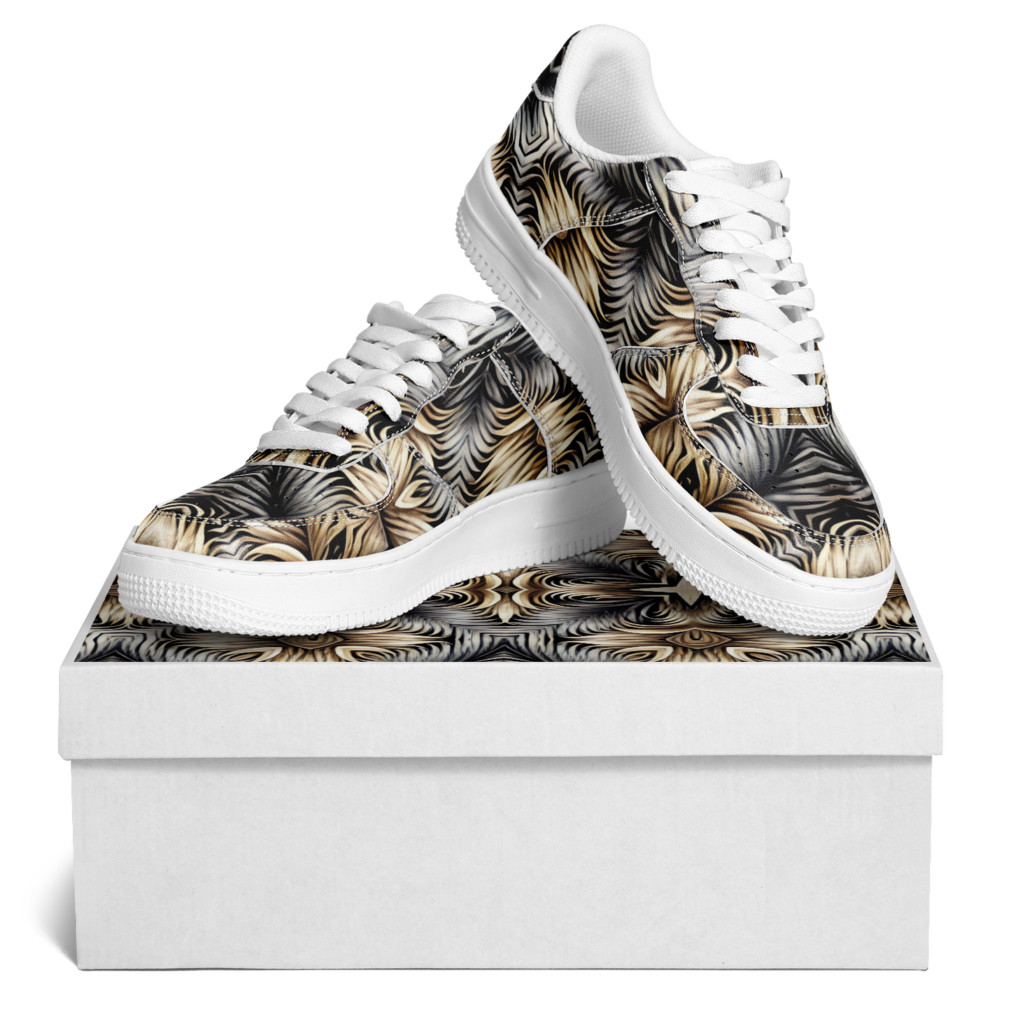 Women's Neutral Geometric Floral Pattern All Over print Core Low Shoes