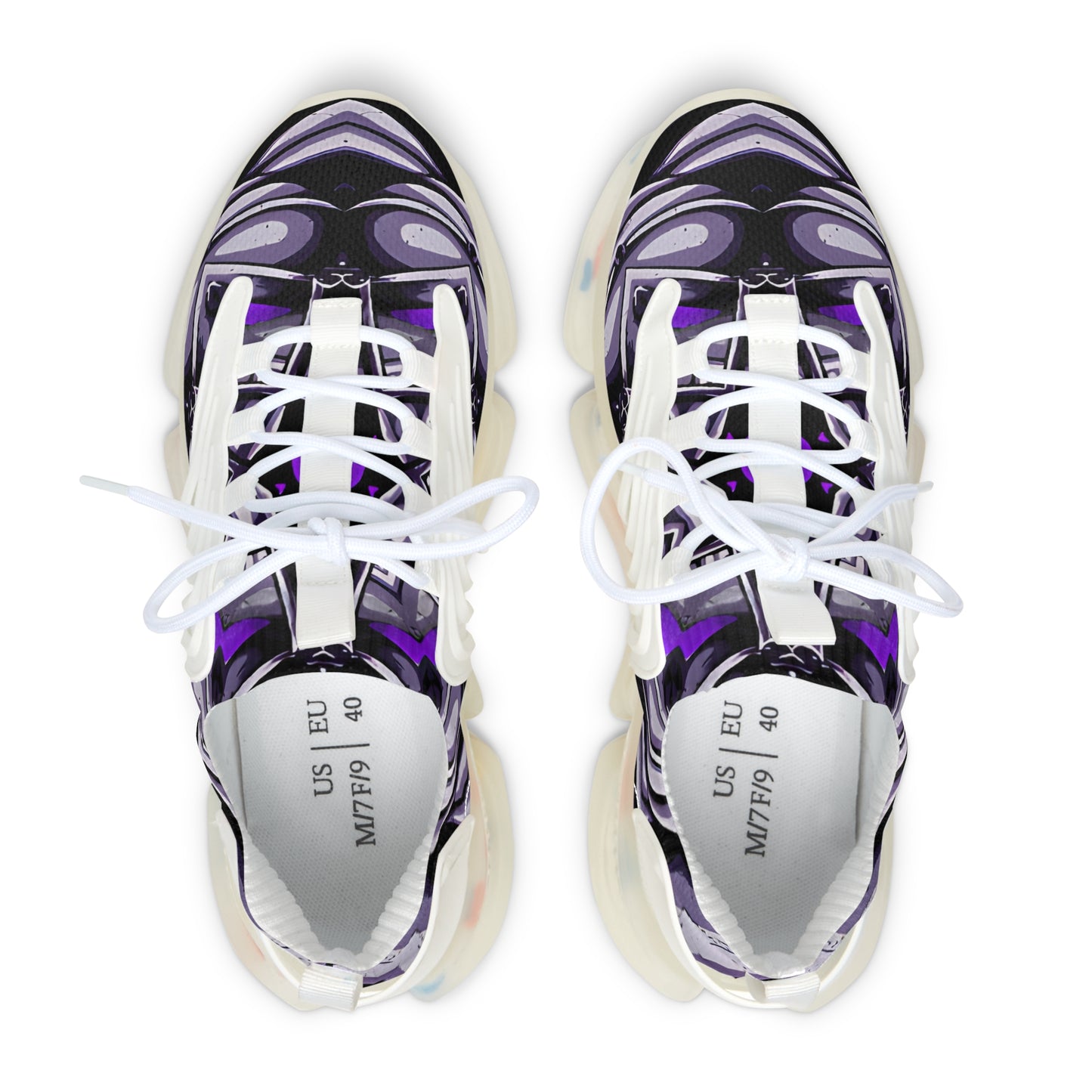 Women's Purple Swirl Mesh Sneakers with White Sole