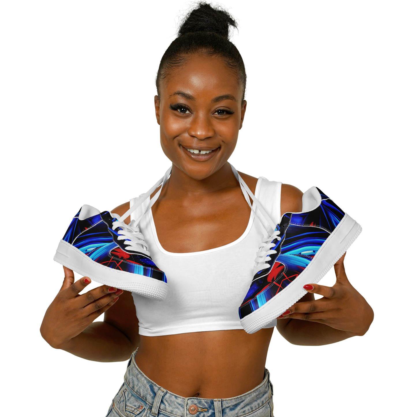 Women's Blue & Red Kaleidoscope Pattern All Over Print Core Low Shoes