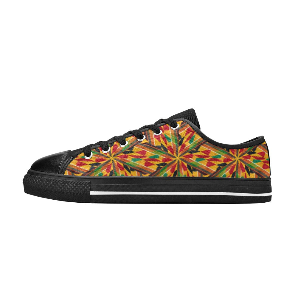 Men's Vibrant African Kente Geometric Pattern All-Over Print Low Top Canvas Shoes