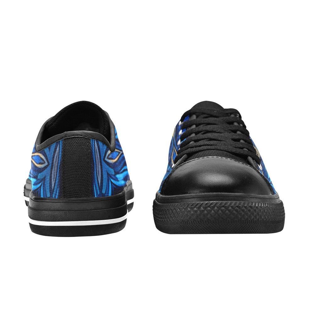 Women's Bold Blue & Gold Abstract Pattern All-Over Print Low Top Canvas Shoes