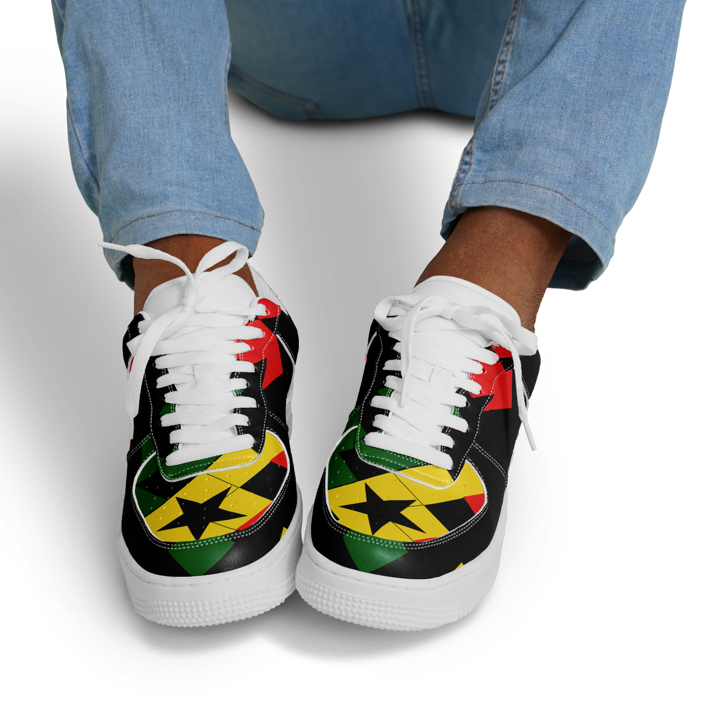 Men's Red Yellow Green and Black Stars Core Low Shoes