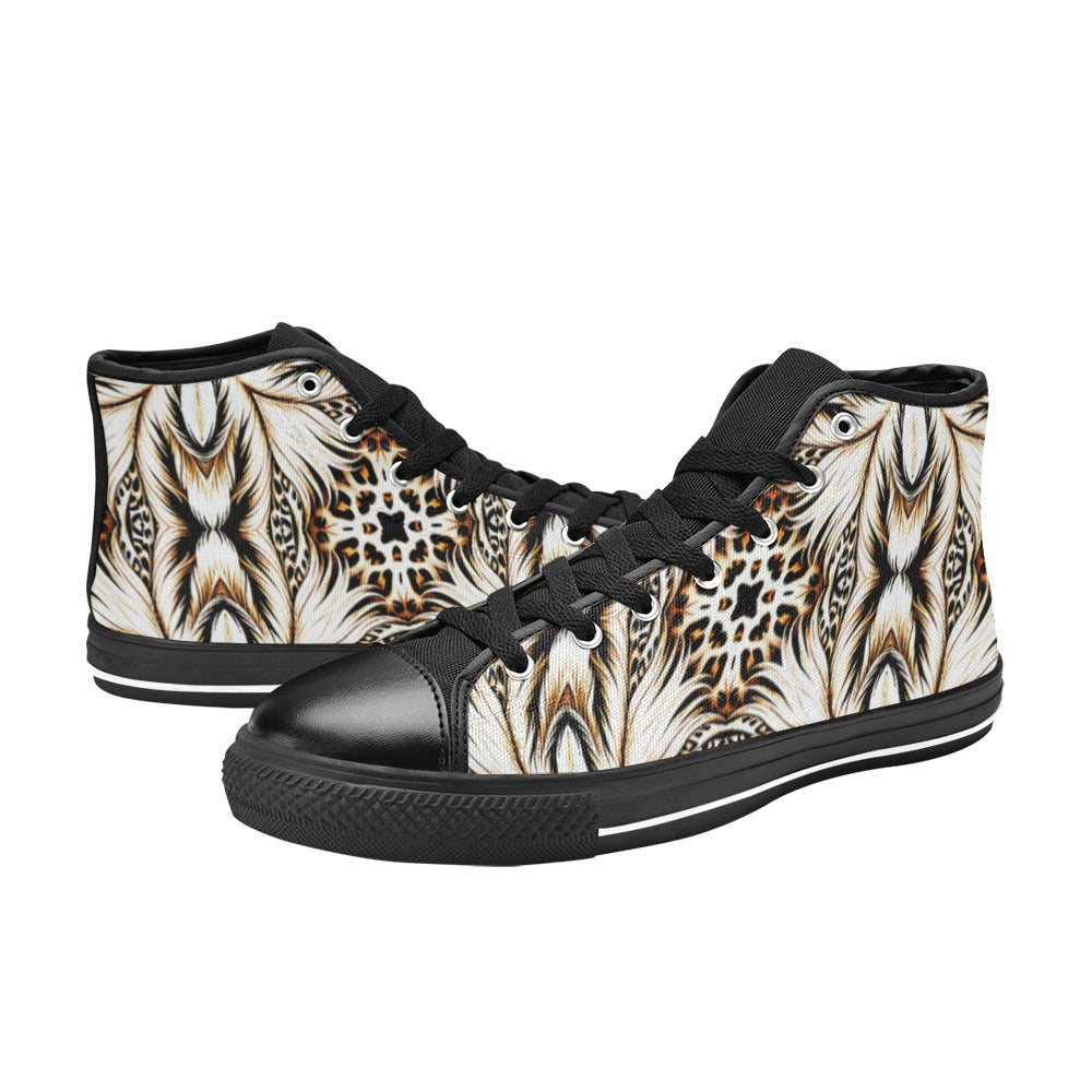 Women's Golden Baroque Pattern All-Over Print Classic High Top Canvas Shoes.