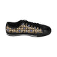 Women’s Neutral Plaid with Blue Tile Accent Pattern Sneakers