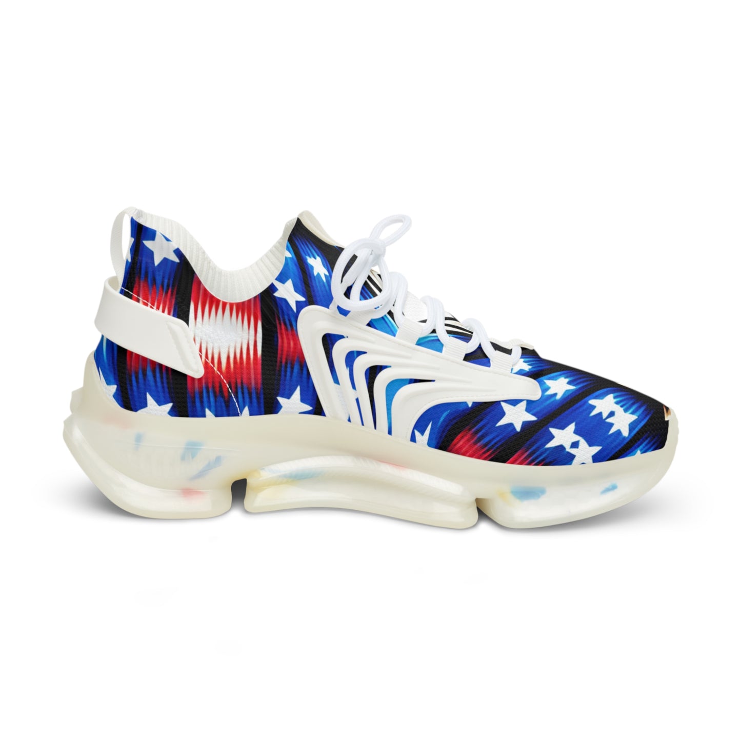 Men's American Flag Stars & Stripes Pattern All Over Print Mesh Sneakers
