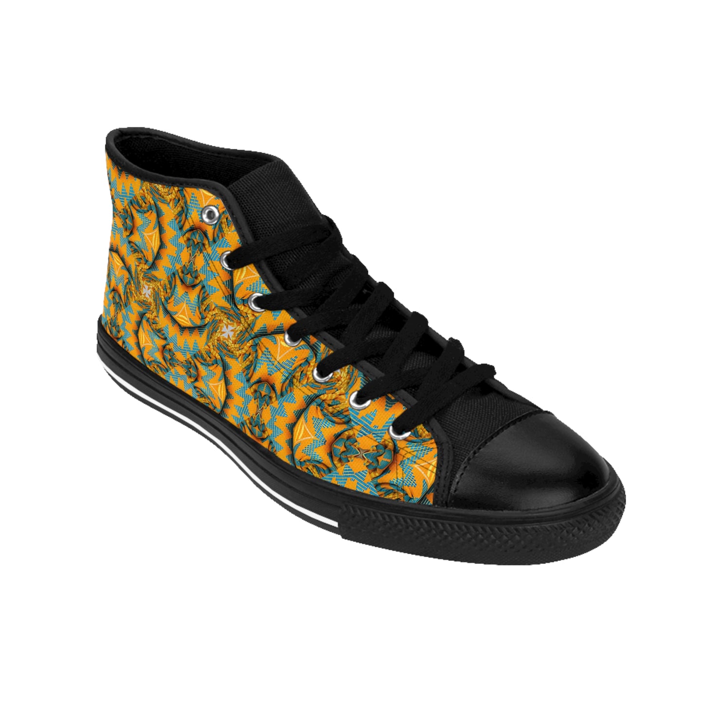 Women's Golden Kaleidoscope Pattern High Top Sneakers
