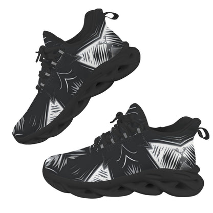 Women's Black & White Kaleidoscope Pattern All Over Print Twisted Sole Sneakers