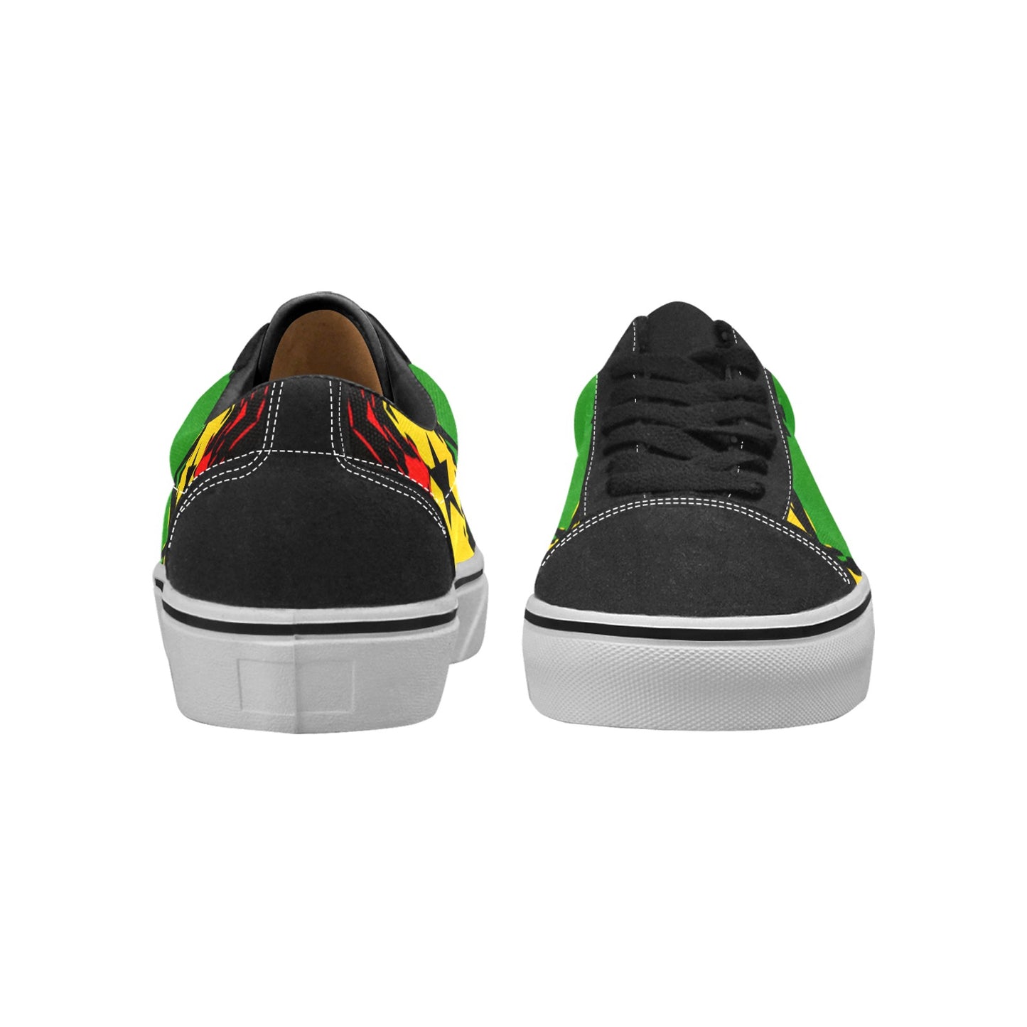 Men's Ghana Flag & Black Star Pattern All-Over Print Low Top Skateboarding Shoes