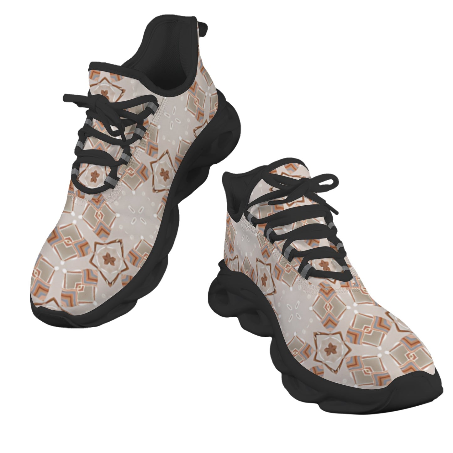 Women's Neutral Boho Graphic Pattern All-Over Print Twisted Sole Sneakers