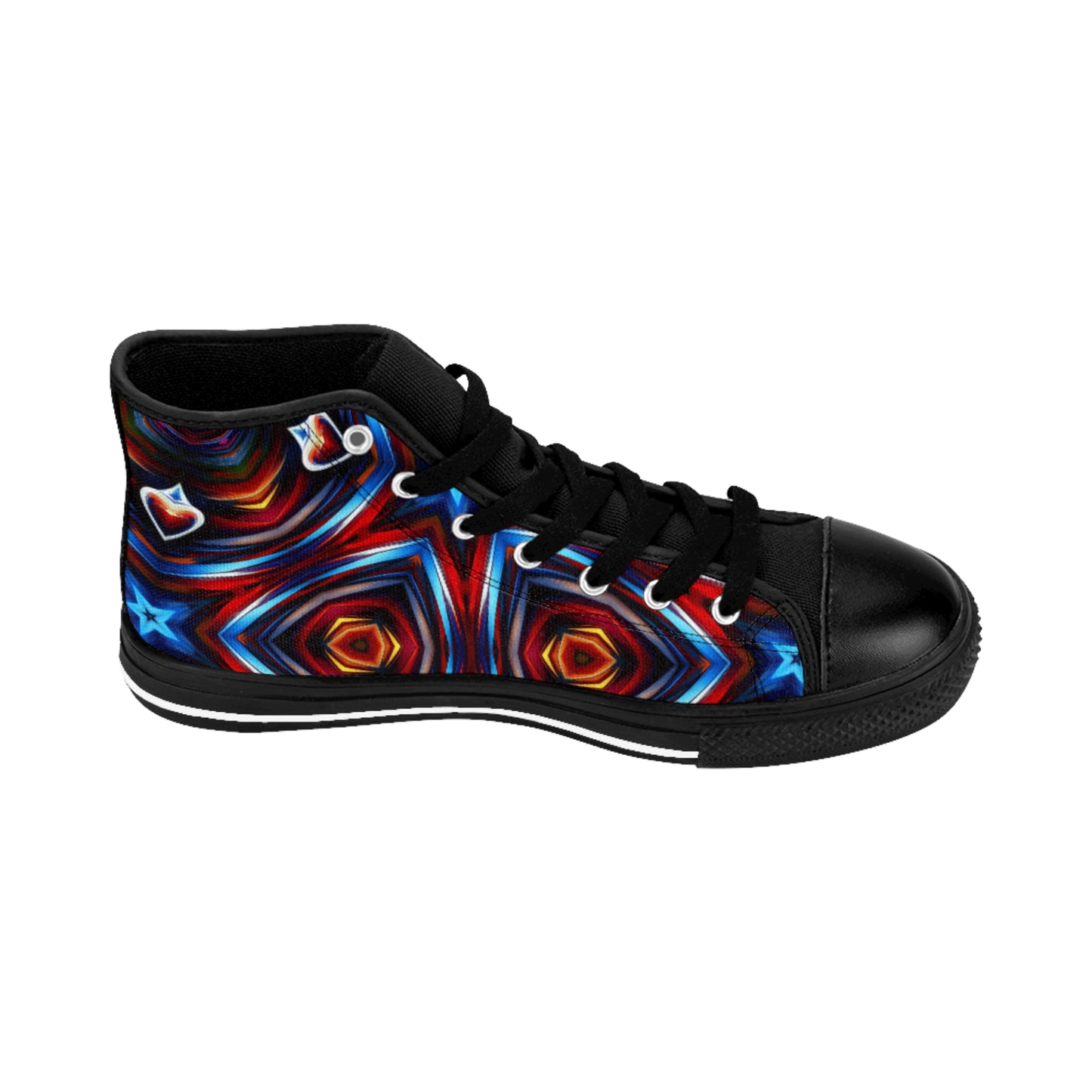 Men's Vibrant Geometric Kaleidoscope All Over Print High-Top Sneakers
