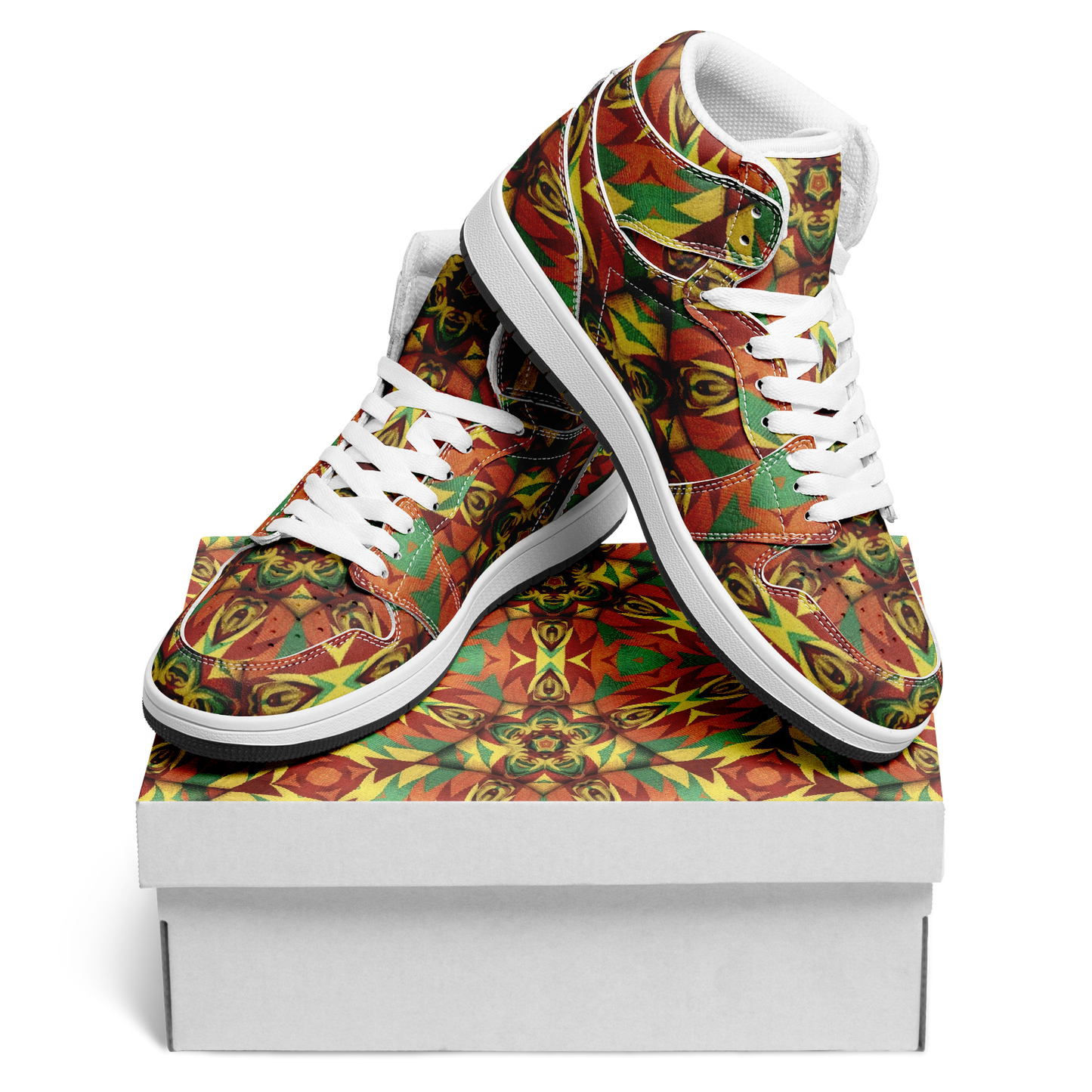Men's Bold Tribal Kaleidoscope Motion High Top Shoes