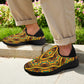 Men's Bold African Kente Inspired Pattern Fly Weave Drop-in Heel Sneakers