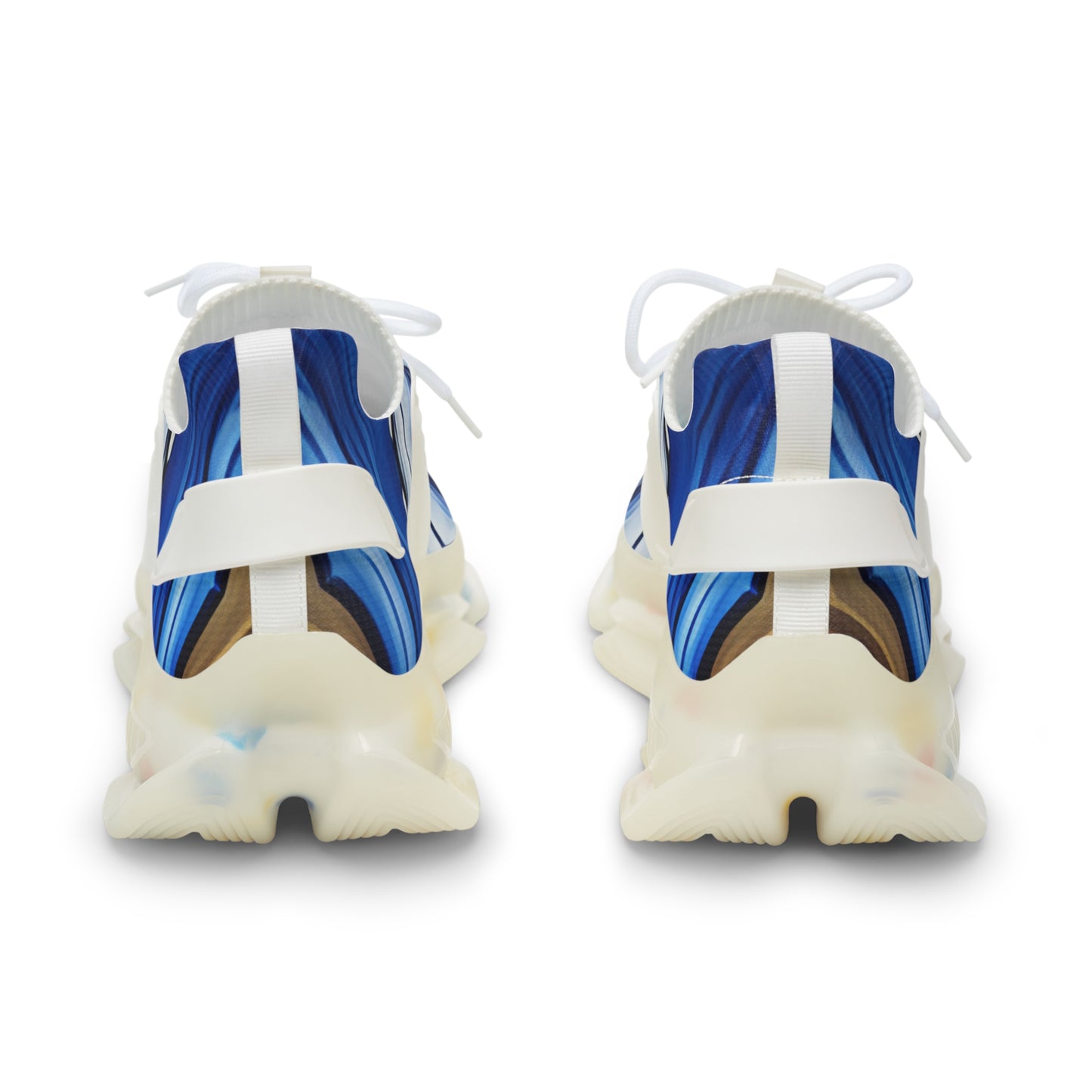 Men's  Blue Wave Abstract Pattern All Over Print Mesh Sneakers
