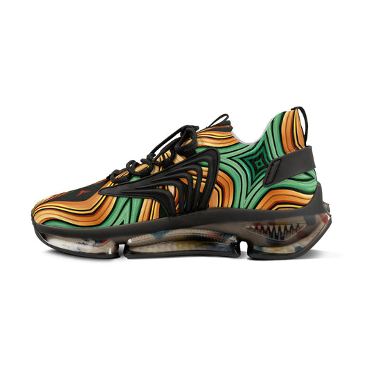 Men's Retro Green & Gold Swirl Athletic Mesh Sneakers